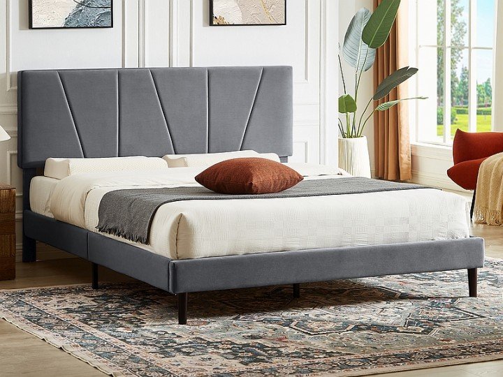 Кровать SAVANA VELVET 160X200 Серый SIGNAL